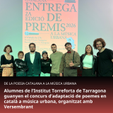 Alumnes de l’Institut Torreforta de Tarragona guanyen el concurs d’adaptació de poemes en català a música urbana, organitzat amb Versembrant